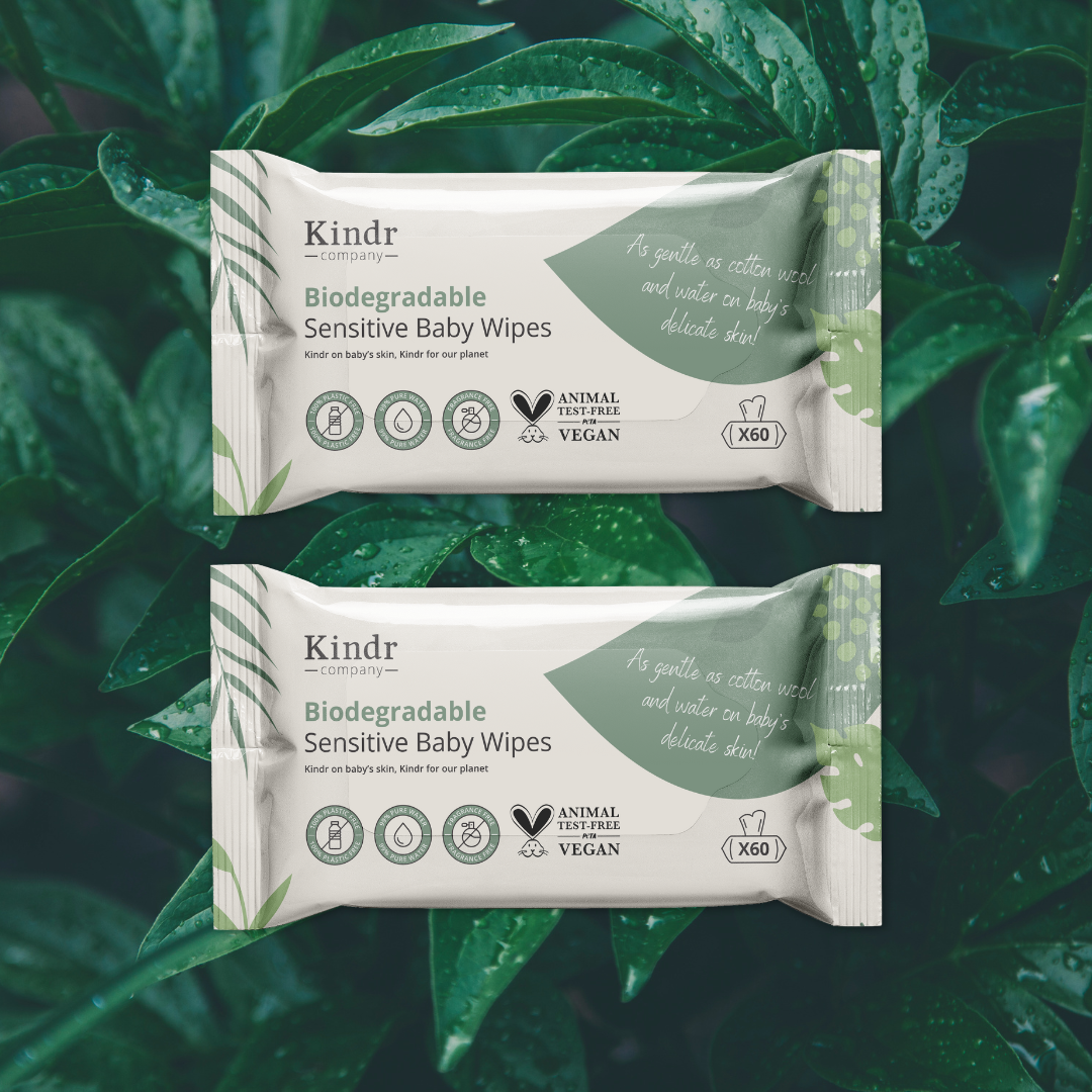 Pack of 2 Kindr Biodegradable Sensitive Baby Wipes