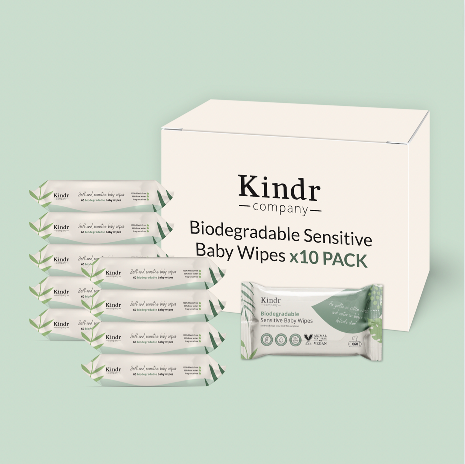 Box of 10 Biodegradable Sensitive Baby Wipes